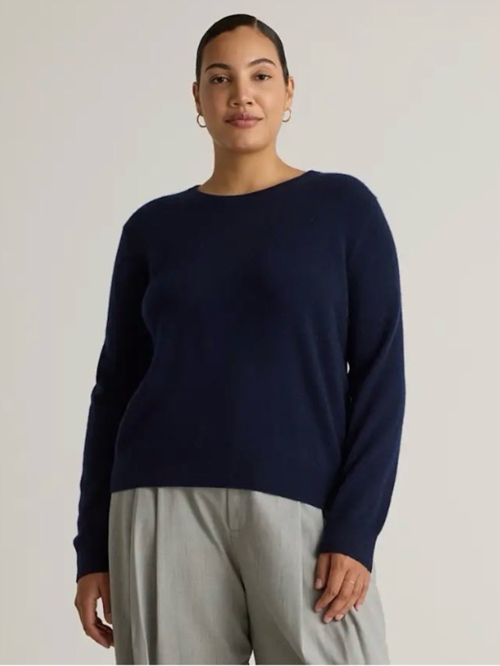 Quince True Navy Mongolian Cashmere Crewneck Sweater